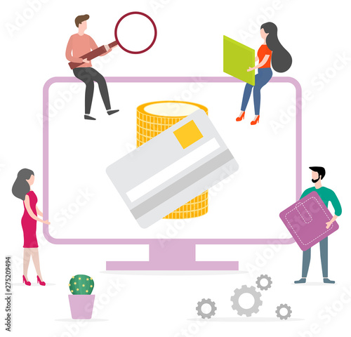 People using online banking service. Finance