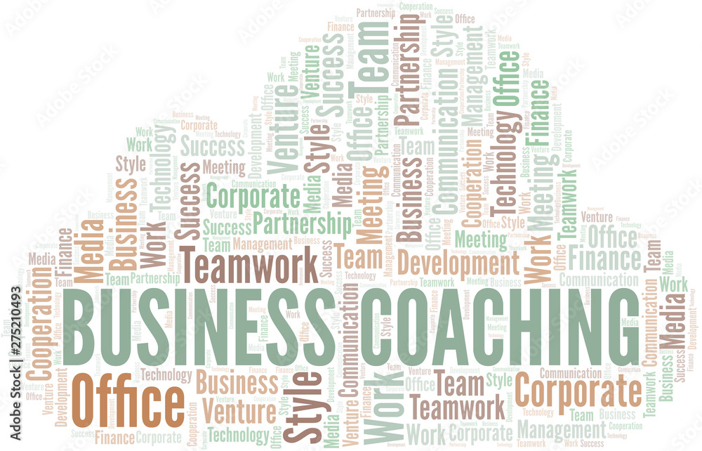 Business Coaching word cloud. Collage made with text only.