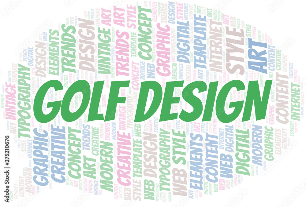 Obraz premium Golf Design word cloud. Wordcloud made with text only.