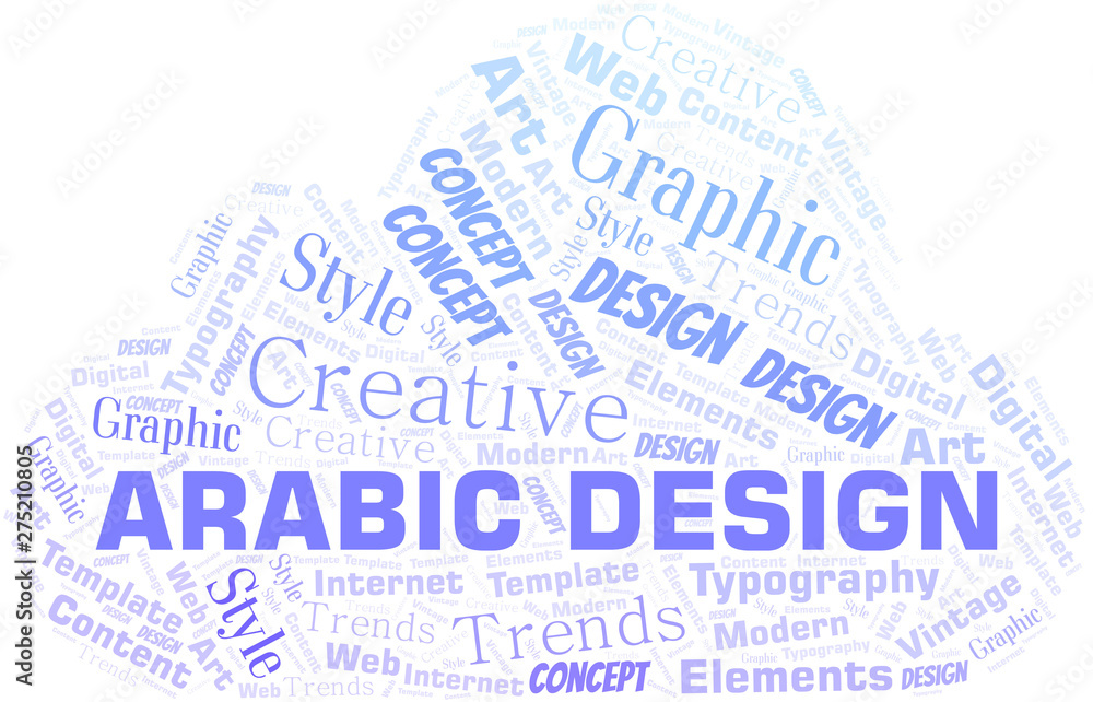 Obraz premium Arabic Design word cloud. Wordcloud made with text only.