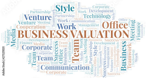 Business Valuation word cloud. Collage made with text only.