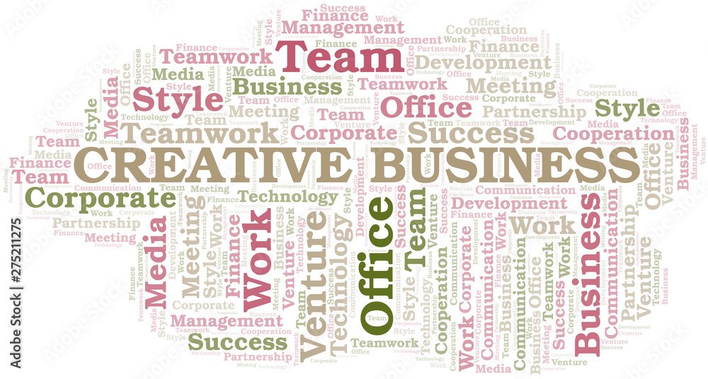 Creative Business word cloud. Collage made with text only.