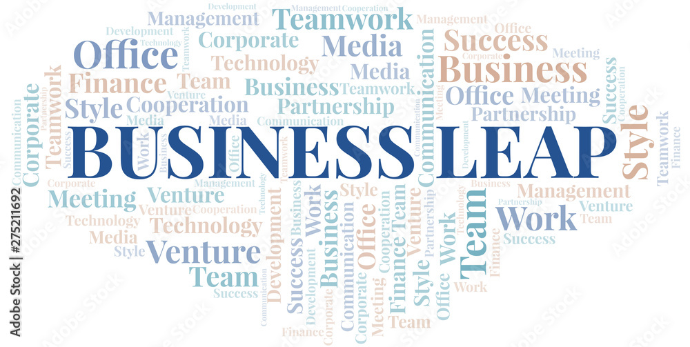 Fototapeta premium Business Leap word cloud. Collage made with text only.
