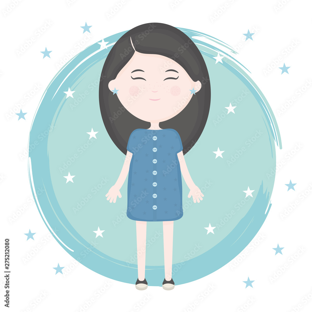 cute little girl character with stars pattern cute little girl character with stars pattern