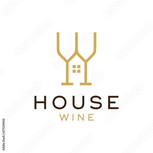 Wine and house logo design concept. Universal wine logo.