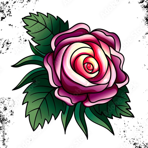 Tattoo Rose flower.Tattoo, mystic symbol. Boho print, poster, t-shirt. textiles. Vector illustration art. Vintage engraving. Vintage style. Traditional art tattoos. Blackwork. Isolated vector