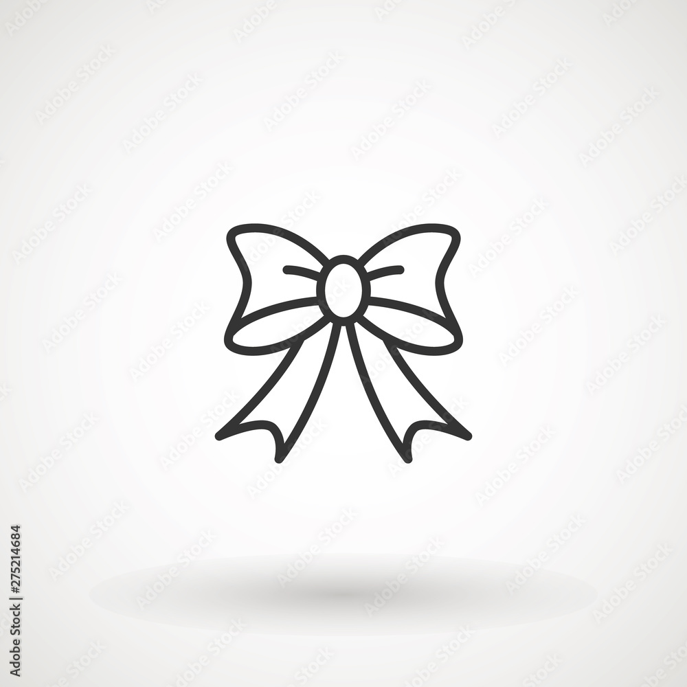 Ribbon Bow Vector Icon. Black gift bow silhouette. Template design for surprise, celebration event, presents, birthday, Christmas Ribbon Bow Vector Icon. Black gift bow silhouette. Template design for surprise, celebration event, presents, birthday, Christmas