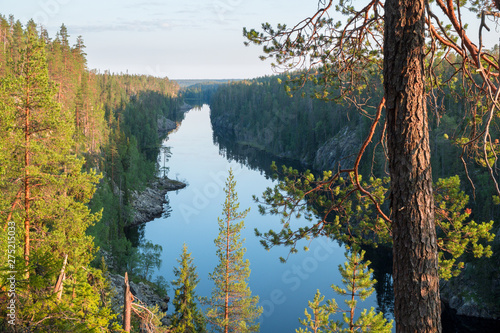 Julma-Ölkky: River in a canyon in the boreal forest in evening light, National Park Hossa Finland