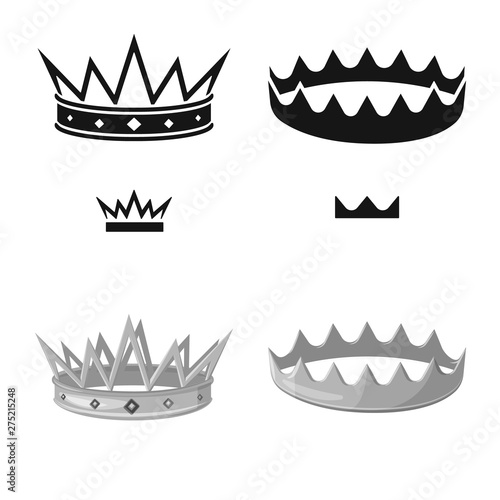 Vector illustration of medieval and nobility logo. Set of medieval and monarchy stock vector illustration.