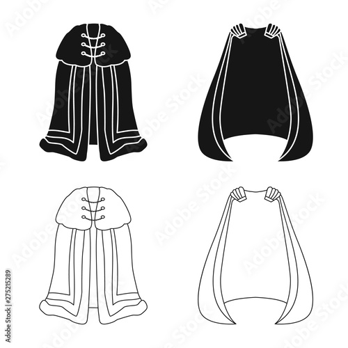 Vector design of material and clothing logo. Set of material and garment stock symbol for web.