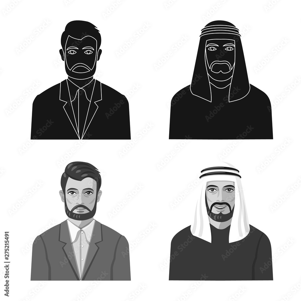 Vector design of hairstyle and profession sign. Collection of hairstyle and character stock vector illustration. Vector design of hairstyle and profession sign. Collection of hairstyle and character stock vector illustration.