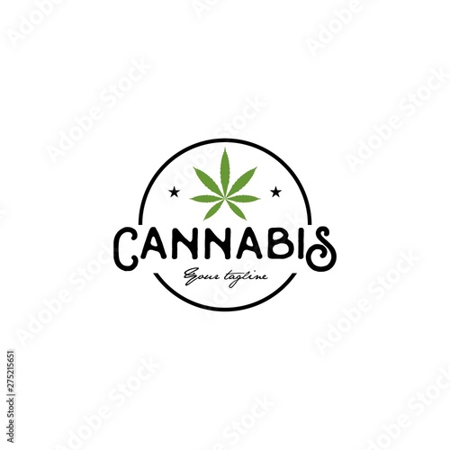 cannabis emblem logo design vector