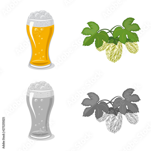 Isolated object of pub and bar sign. Set of pub and interior stock symbol for web.