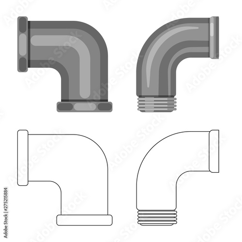 Vector illustration of pipe and tube symbol. Collection of pipe and pipeline stock vector illustration.