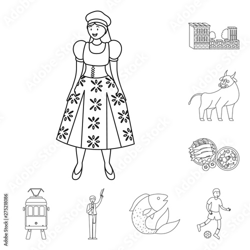 Isolated object of tourism and landmark logo. Collection of tourism and european stock vector illustration.