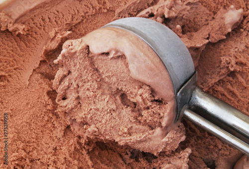 Chocolate ice cream with scoop