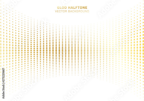 Abstract curve gold dots pattern halftone on white background luxury style elements.