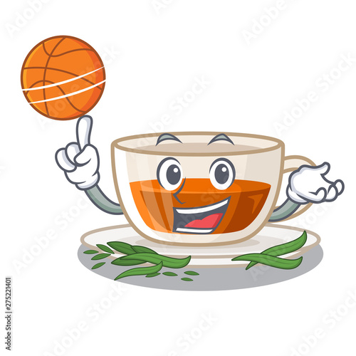 With basketball darjeeling tea isolated in the cartoon photo