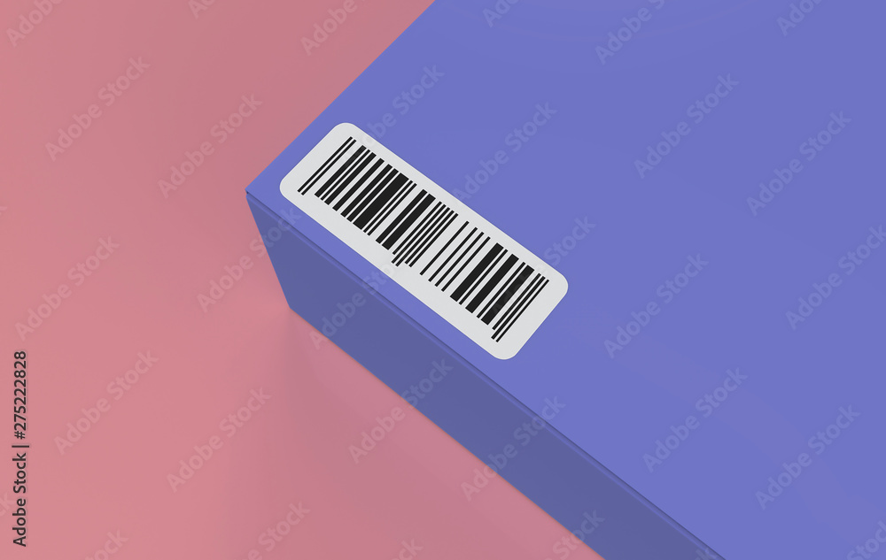 bar code on box isolated on rose gold background. 3d illustration bar code on box isolated on rose gold background. 3d illustration