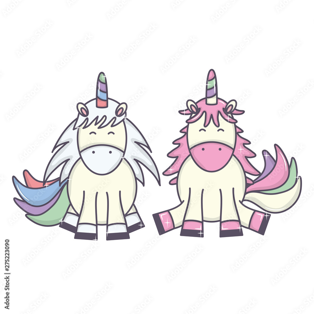 Fototapeta cute adorable unicorns fairy characters