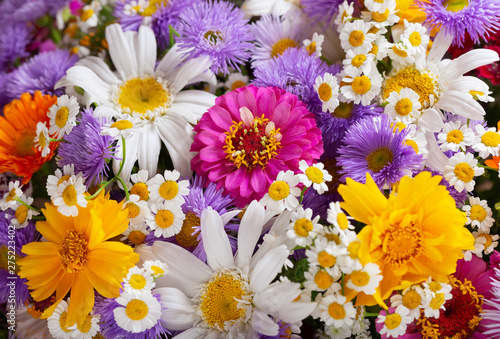 bouquet of various summer flowers as background