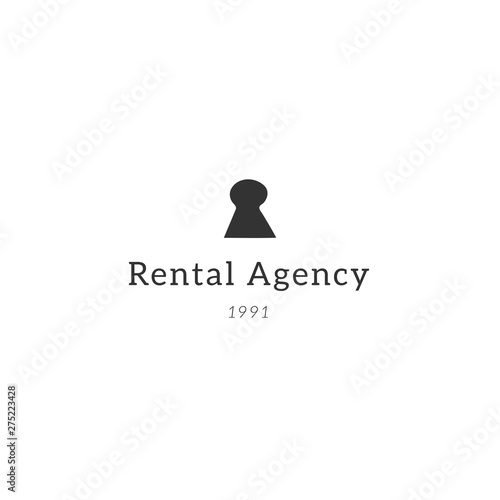 Fototapeta Naklejka Na Ścianę i Meble -  Vector hand drawn icon, a keyhole. Minimal logo template. Property rental theme.
