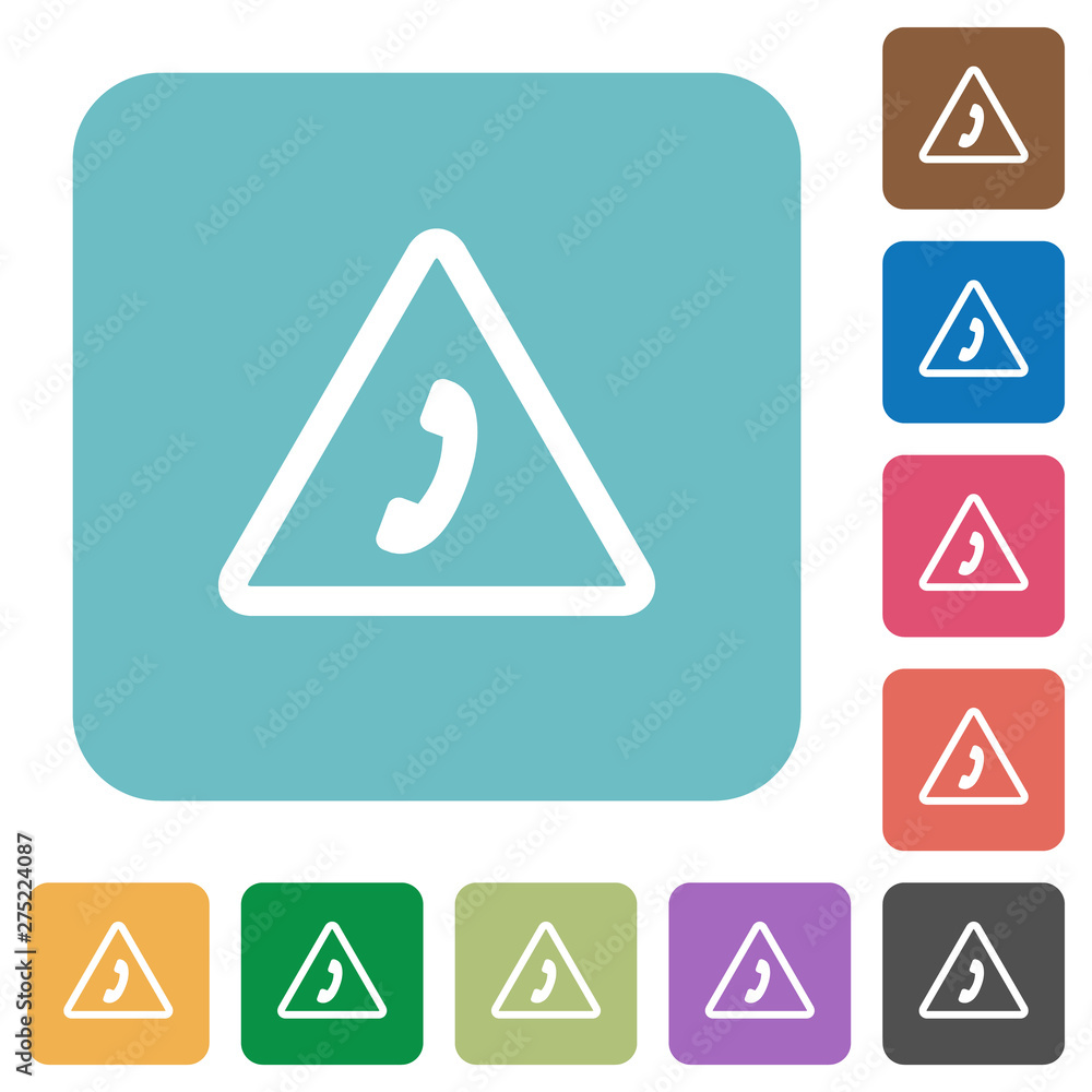 Emergency call rounded square flat icons Emergency call rounded square flat icons