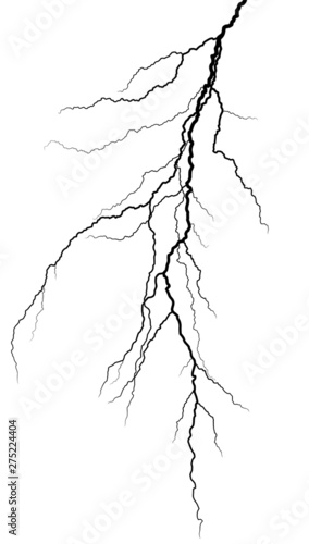A lightning stroke in the night sky.