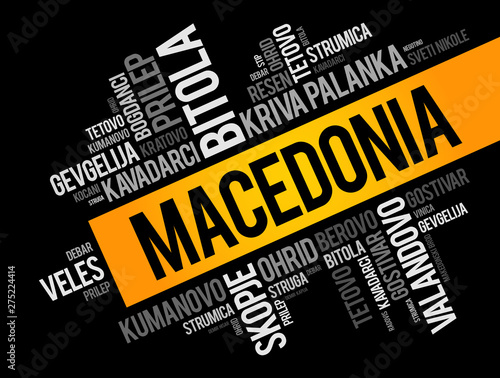 List of cities and towns in the Republic of Macedonia, word cloud collage, business and travel concept background photo