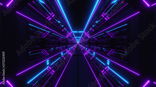 Fototapeta Naklejka Na Ścianę i Meble -  futuristic multi color scifi tunnel 3d render