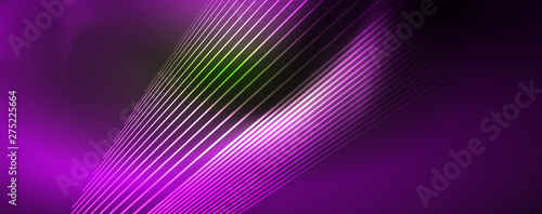Vector neon light lines concept, abstract background