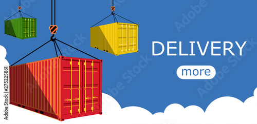 Shipping container on blue sky