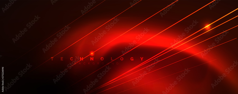 Fototapeta premium Shiny color neon light with lines, abstract wallpaper, shiny motion, magic space light. Techno abstract background