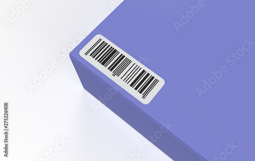 bar code on box isolated on white background. 3d illustration