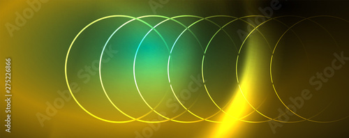 Shiny neon lines template - northern lights glowing blur lines. Futuristic style glow neon 80s disco club or night party techno template