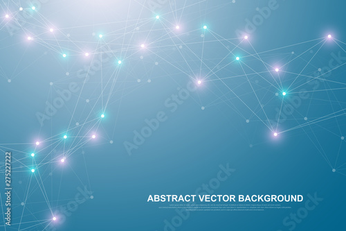 Futuristic abstract background blockchain technology. Global internet network connection. Peer to peer network business concept. Global cryptocurrency blockchain vector banner. Wave flow