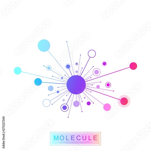 Molecule logo template icon science genetics logotype, DNA helix. Genetic analysis research biotech code DNA test infographic. Genome sequence map. Molecule structure genetic test Vector illustration.
