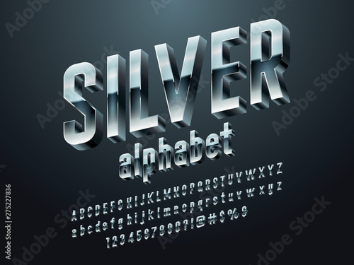 Vector set of modern chrome alphabet design