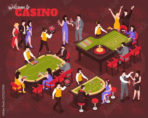 Isometric Casino People Composition