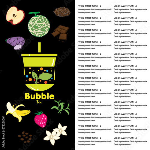 bubble tea menu graphic template