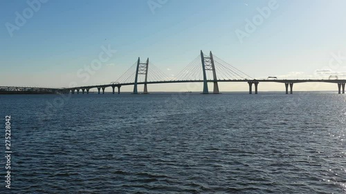 Wallpaper Mural Flying towards the cable stayed bridge in St. Petersburg Torontodigital.ca