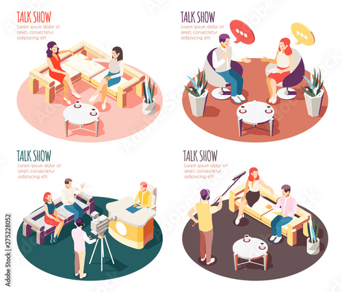 Talk Show Isometric Design Concept