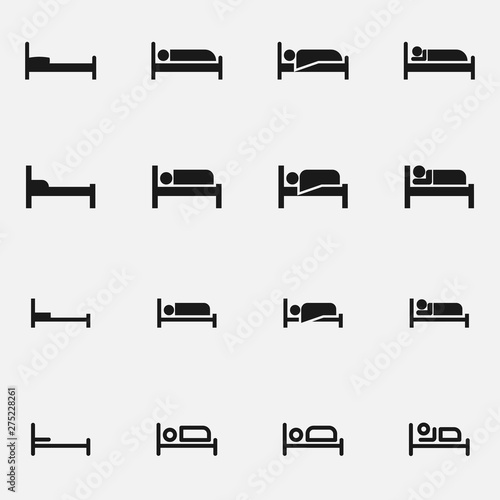 Set of sleeping black and white vector icon.