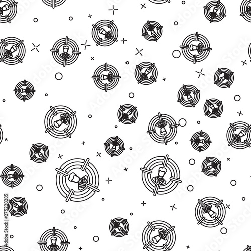 Black Head hunting concept icon isolated seamless pattern on white background. Business target or Employment sign. Human resource and recruitment for business. Vector Illustration