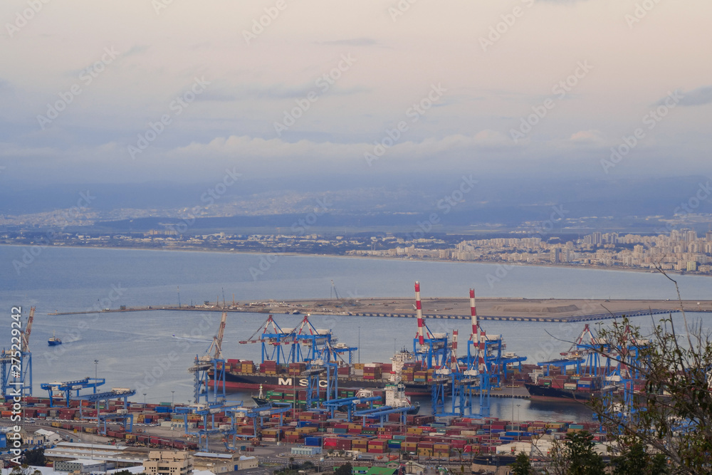 Panoramic view of Haifa Bay. Israel.