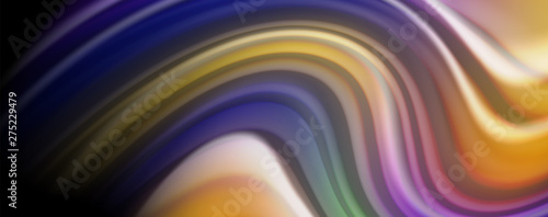 Modern rainbow liquid color flow colorful poster. Wave Liquid shape in black color background. Abstract composition