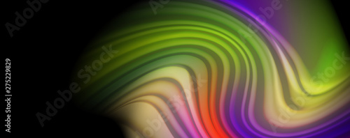 Modern rainbow liquid color flow colorful poster. Wave Liquid shape in black color background. Abstract composition