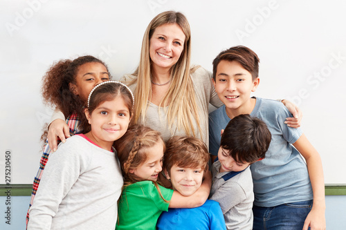 Happy children of a multicultural school