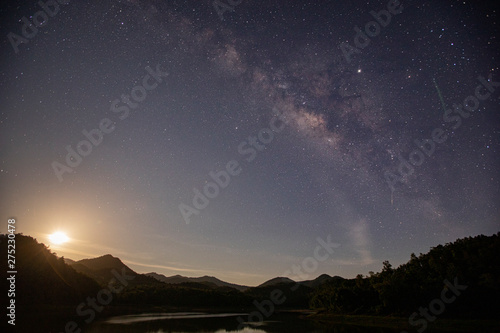 The Milky Way Star beautiful sky Above the Lake