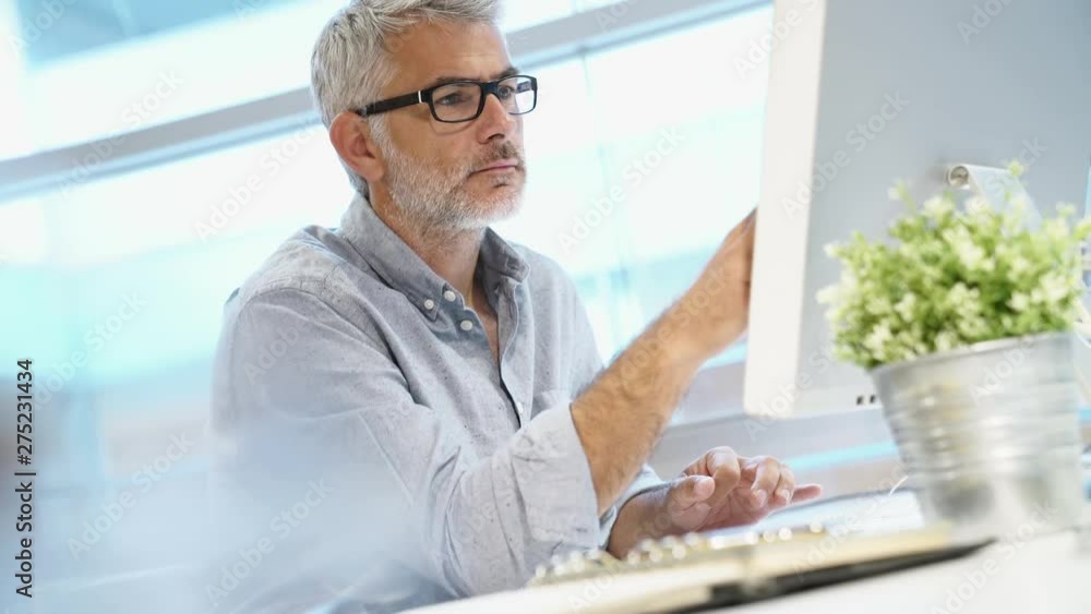 Mature businessman working in contemporary office Mature businessman working in contemporary office